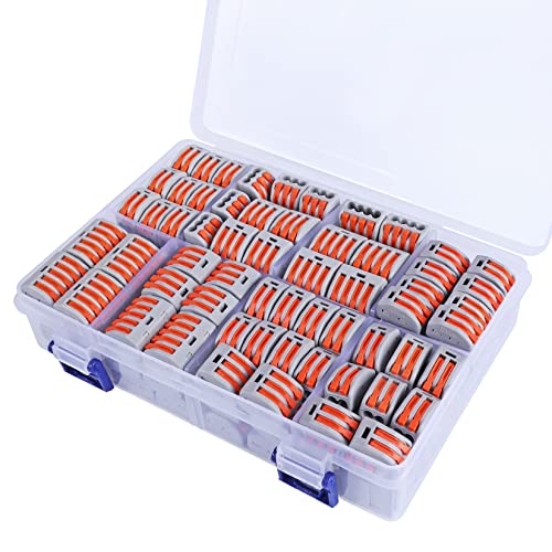 160 PCS Lever Wire Electrical Connectors Nuts Assortment Kit with 28-12 AWG, Multiple Stud2/3/5 Conductor Combination Compact, Electrical Insulated Terminals, Quick Disconnect Splicing - size: 160 PCS