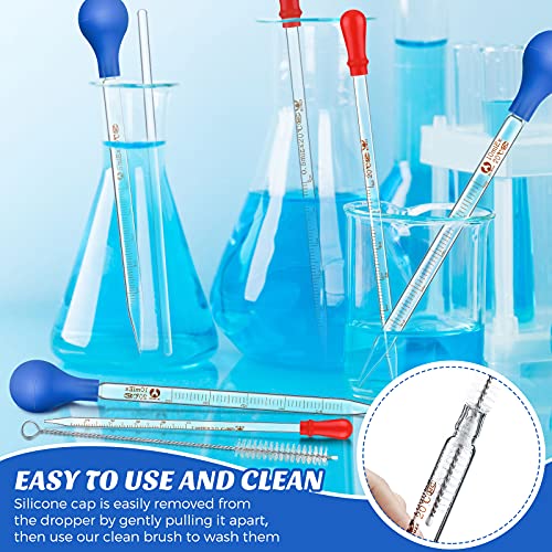Frienda 16pcs Glass Pipettes Dropper with Rubber Cap Stir Rod Washing Brush