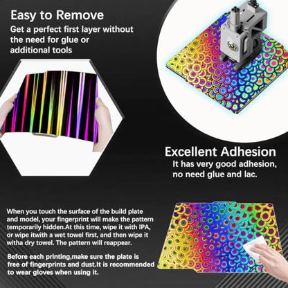 JUUPINE 257x257mm Bambu Lab Build Plate for Bambu Lab X2D/A1/P1P/P1S /P2S/X1/X1C/X1E/3D Printer, 3D Printer Flexible Spring Steel Sheet Removable Platform (Smooth Kaleidoscope+Smooth Light Beam) - color: Kaleidoscope+Light Beam