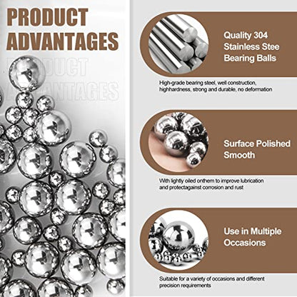 630Pcs Imperial 12 Szies 3/32" 1/8" 5/32" 3/16" 7/32" 1/4" 9/32" 5/16" 11/32" 3/8" 13/32" 1/2" Precision 304 Stainless Steel Loose Bicycle Bearing Steel Ball Assortment Kit for Motorcycles