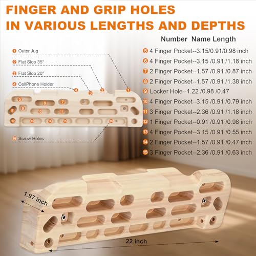Hangboard Rock Climbing Hangboard with Door Way Pull Up Bar