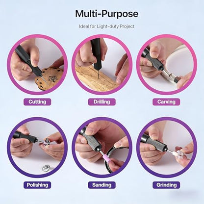 Professional Electric Engraving Pen Set, USB Rechargeable Precision Polishing Tool with 24-Piece Accessory Kit, Portable Carrying Case, Gentle Operation for Fine Work, DIY Craft Essential,Black