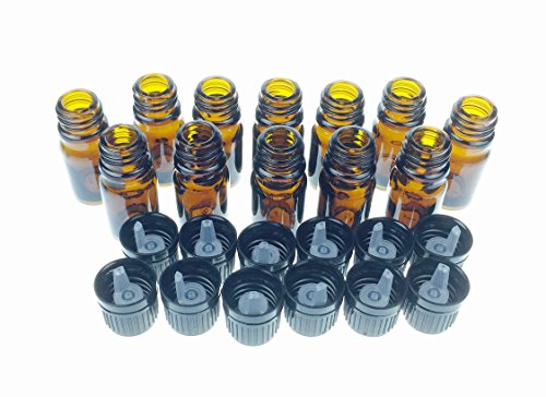 Amber Glass Bottles 5ml | Essential Oil Containers - Euro Caps 12 Pack - size: 5ml Pack of 12