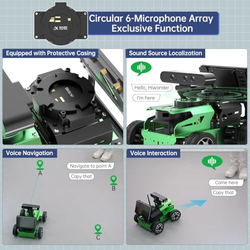 JetAcker ROS2 Robot Car with ChatGPT Large AI Models, Lidar SLAM Mapping Navigation Path Planning Autonomous Driving AI Depth Camera Voice Control ROS Education Robot, Advanced Kit & Orin Nano 8GB