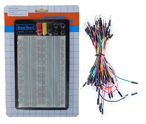 TEKTRUM EXTERNALLY Powered SOLDERLESS 1660 TIE-Points Experiment Plug-in BREADBOARD with Aluminum Back Plate and Jumper Wires for Proto-Typing Circuit - size: 1660 TIE-POINTS