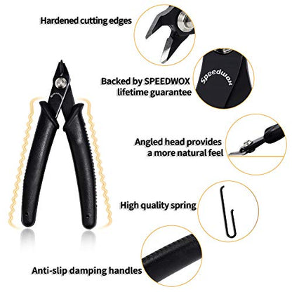 SPEEDWOX Flush Cut Pliers Wire Cutters Small Flush Cutter Pliers Oblique Diagonal Side Cutting Pliers 5 Inches Mini Electronic Scissors Shear Internal Spring Precision Fine Pliers Jewelry Making Tool - size: 5" Internal Spring