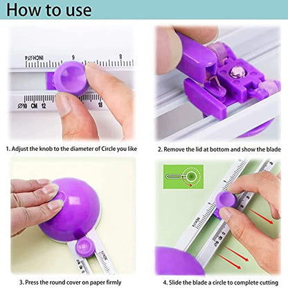 Circle Cutter, Circle Cutters for Paper Crafts, Cut Circle 4'' to 12.5'' - color: Purple