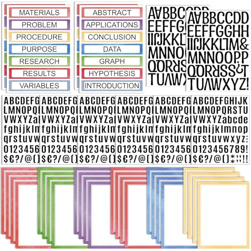 PerKoop 36 Sheets Science Fair Board Poster Boards Supplies 24 Self Adhesive Presentation Subtitles 4 Science Fair Project Titles 8 Personalized Letter Sticker for Classroom(Water Color) - color: Water Color