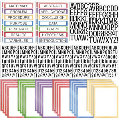PerKoop 36 Sheets Science Fair Board Poster Boards Supplies 24 Self Adhesive Presentation Subtitles 4 Science Fair Project Titles 8 Personalized Letter Sticker for Classroom(Water Color) - color: Water Color