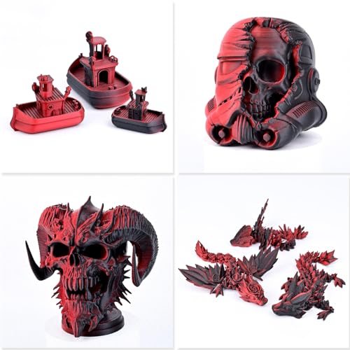 OVV3D Matte PLA Filament 1.75mm, Red Black Dual Color PLA 3D Printer Filament，High Speed 3D Printing, +/-0.02mm 1kg - color: Matte Black Red