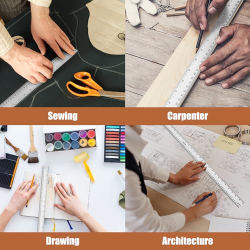 Metal Ruler 36 Inch, Non-Slip Cork Backing, Ink Bleed-Resistant Edge, 1 Pcs - style: 36"Single