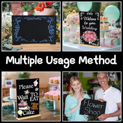 NEBURORA 3 Pack 8 x 12 Inches Tabletop Small Chalkboard Sign with Wood Base Reusable Double-Sided Message Boards Menu Chalkboard Stand for Kitchen Wedding Coffee Shop bar Restaurant - size: 8"W x 12"H (Pack of 3)