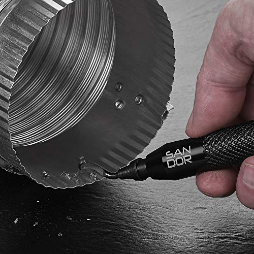 Deburring Tool with Blade - Rotary Shaft and 10 High-Speed Steel Burr Blades and Zipper Storage Case - Machinist Tool for Metal, Aluminum, Copper, Plastic Pipe, 3D Printing, Brass, Black