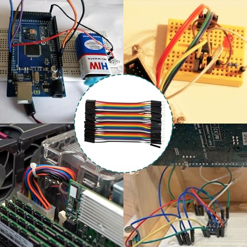 40pcs 10cm Dupont Wire Male to Female 40pin Breadboard Jumper Wires Multi-Color Ribbon Cable Line Connector - size: 40pin(M/F)