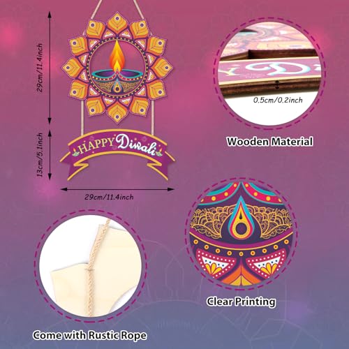 HLNIUC Happy Diwali Wooden Sign Rustic Indian Diwali Wall Decor for Home - color: Diwali 2