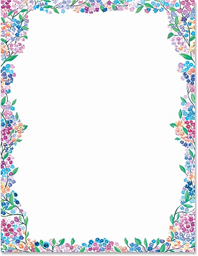 PaperDirect Multi-color Spring Blossom Border Papers, White Background with Flowers Design, 8.5 x 11, Acid-Free, Ideal for Crafts, Certificates, Flyers, Invitations, Announcements, Cards, 25 Sheets - color: Blossom