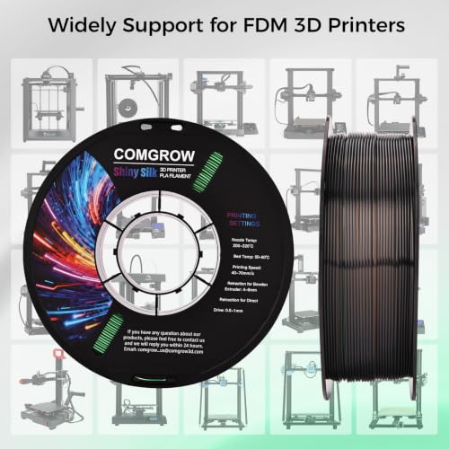 Comgrow Tri-Colors Silk PLA 3D Printer Filament, Rainbow PLA Filament 1.75mm, Dimensional Accuracy +/- 0.02 mm, 1KG Spool, Coextrusion 3D Filament with Shiny Silk Golden-Green-Black - color: Golden & Green & Black