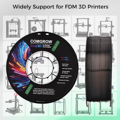 Comgrow Tri-Colors Silk PLA 3D Printer Filament, Rainbow PLA Filament 1.75mm, Dimensional Accuracy +/- 0.02 mm, 1KG Spool, Coextrusion 3D Filament with Shiny Silk Golden-Green-Black - color: Golden & Green & Black