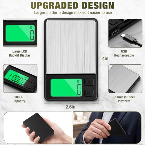 Diyife Rechargeable 1000g x 0.01g Portable Pocket Precision Gram Scale