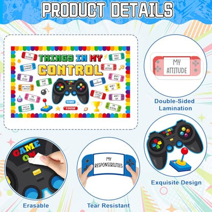 Growth Mindset Video Game Bulletin Board Set Back to School Classroom Decorations Things in My Control Game Controller Bulletin Board Positive Paper Cutouts for Home Chalkboard Door Wall Decor - style: Growth Mindset