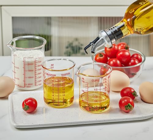 Ackers BORO3.3 Glass Measuring Cup, V-Shaped Spout, 150 mL / 5 oz, 2 Pack - size: 150ML(5.0OZ)-Pack of 2