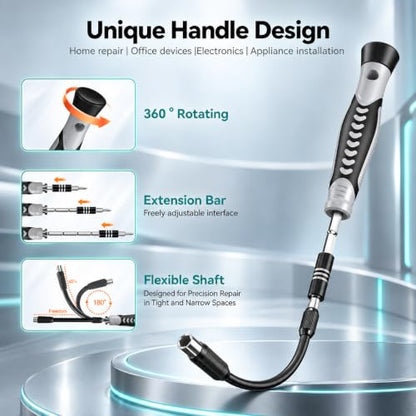 LIFEGOO Precision Screwdriver Set, 130-in-1 Electronics Repair Tool Kit with 120 Bits, Magnetic Screwdriver Kit with Flexible Shaft and Built-In Parts Box for iPhone, Laptop, PC, Xbox, Switch, Watch - color: Black, size: 130 in 1