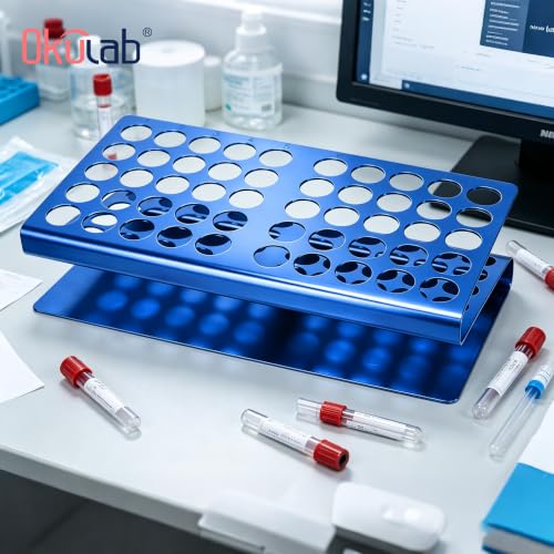 Aluminum Stainless Steel Test Tube Rack, 50 Round Holes Blue Test Tube Holder for Classroom, Lab, Suitable for Tubes of Dia.≤17mm, TTRS50BA1 - size: 50 Holes, Blue, for Tubes of Dia.≤17mm