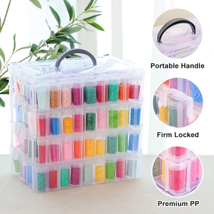 QUEFE Diamond Painting Storage Container 4 Tier 200 Slots Bead Organizer