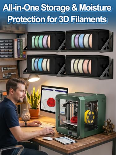 4pcs Waterproof Lining & Zipper 3D Filament Storage, Holds up to 24 Spools
