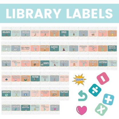 Tinlade 56 Pcs Classroom Reading Corner Label Library, Boho - style: Boho
