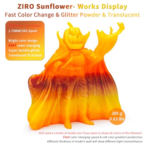 ZIRO 3D Printer Filament, Fast Color Change Twinkle Effect 1KG, Sunflower - color: Sunflower