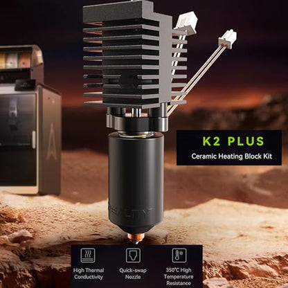 Creality K2 Plus Ceramic Heating Block Kit, 3D Printer 350℃ High Temperature Resistance Heating Block Kit with Heat Sink and Quick Swap Nozzle for K2 Plus - style: K2 Plus