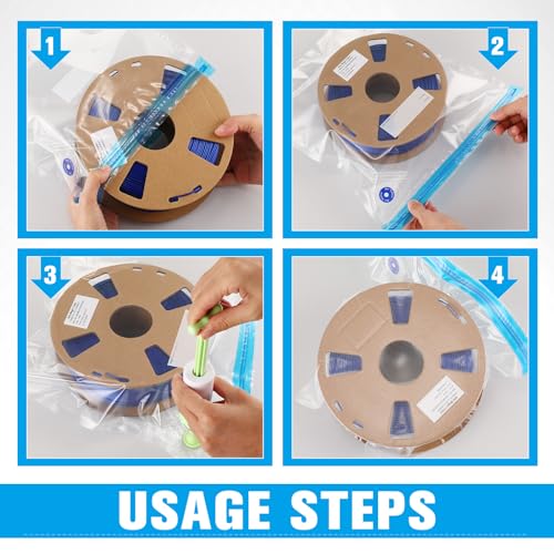 Jetec 35 Pcs 3D Filament Storage Bags Vacuum Sealed Kit Humidity Cards