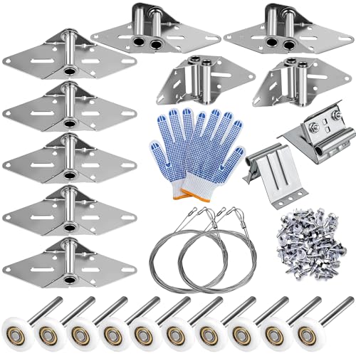 Romalon 2026 Upgraded Garage Door Hardware Kit - 10 Nylon Rollers, 9 Hinges, 2 Top Brackets, 2 x 118 Wire Ropes | Fits 7' Residential Garage Doors