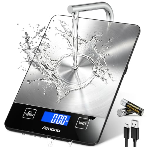 Atogou Food Scale Rechargeable - 33lb Digital Kitchen Scale Ounces Grams - color: Black