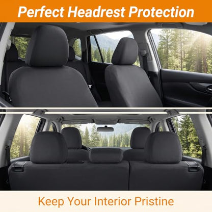 2 PCS Car Headrest Covers, Stretch Fabric Head Rest All-round Dustproof Protector, Elastic Breathable Washable Headrest Sleeves, Reusable Car Interior Accessories (Black) - color: Black