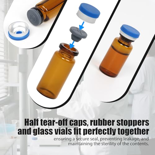 100 Pack 3ml Amber Glass Vials with Caps – 1 Dram Lab Headspace Vials - color: Amber Vial Blue Cap, size: 3ml