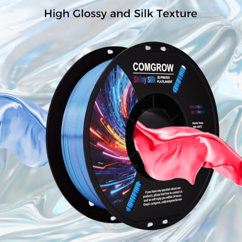 Comgrow Silk PLA 3D Printer Filament, Dual Color 2 in 1 Blue and Rose Red, 3D Printing PLA Filament 1.75mm, Dimensional Accuracy +/- 0.02 mm, 1KG Spool, Coextrusion Shiny Silk 3D Filament - color: Blue&rose Red