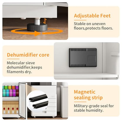 3D Printer Stand Filament Storage,25% RH Control Filament Dehumidification Cabinet 3D Printing Sealing and Protection for PLA/ABS/TPU/Nylon (White 180L) - color: WHITE 180L