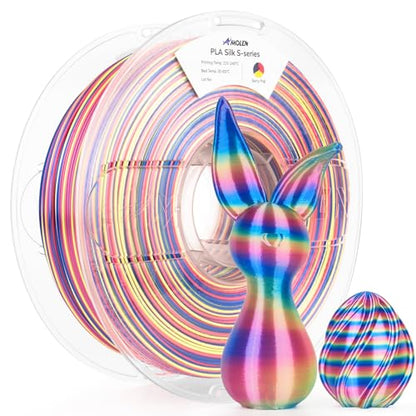 AMOLEN Silk PLA 3D Printer Filament, Shiny Multicolor Rainbow PLA Filament 1.75mm, Fast Color Change PLA 3D Printing Filament for Most FDM 3D Printer, 1kg (2.2lbs), Blue Pink Gold - color: Blue/Pink/Gold