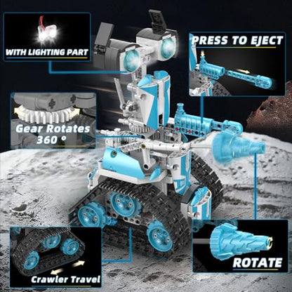 Robot Building Kit with Remote Control STEM Gift for Boys Age 8-12 - color: 5in1 Blue Robot