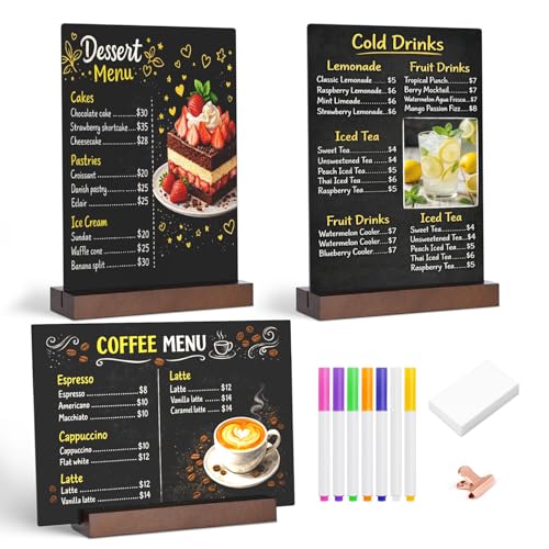 Tabletop Chalkboard Signs with Stand, 3 Pack 8 x 12 inch, T-Shape - size: 3 Pack 8 x 12 Inch