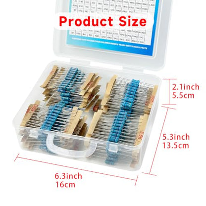 YEAZ 1220pcs Resistors Assortment Kit, 1W Metal Fixed Film Resistors