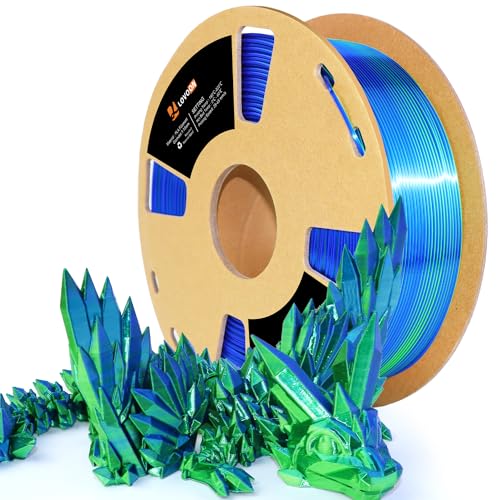 LOVOON PLA Filament 1.75mm Silk Blue Green dualcolor Change by Angle 3D Printing Filament, Shiny Coextrusion PLA Filament, Silk Blue Green, 1KG/(2.2lbs)/Spool - color: 2colors Silk Blue/Green, size: 1 kg