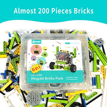 ELECFREAKS microbit Ring:bit 6-in-1 Starter Kit, Programmable Makecode Coding Learning Kit with 200+ Building Blocks(Without Micro:bit) (Pack of 5) - size: Small (Pack of 5)