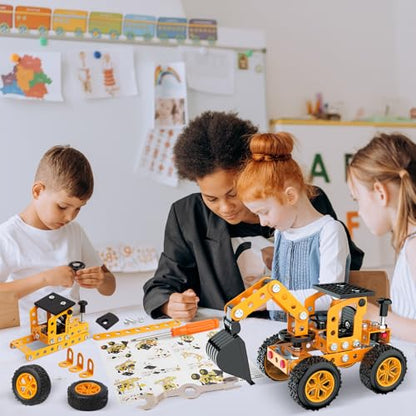 Building Sets Stem Assembly Toys Metal 3-D Puzzle Excavator and Plane Model Value Bundle: 2 Kits | 1 Box Parent-Child Interaction Construction Sets Gifts for Kids 8-16 - style: Excavator and Plane