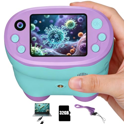1000X Handheld Microscope for Kids 2.0" Screen 32GB Card Included - color: Purple