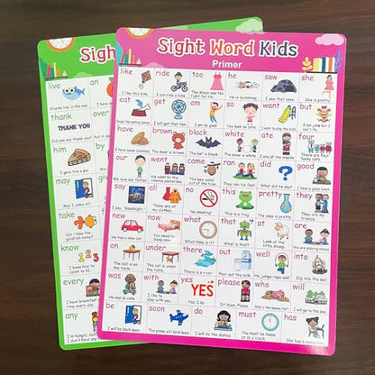 Lachilly Sight Words 5 Levels Learnig Posters, Vocabulary Building, Preschool, Home, Middle and High School Classroom Wall Decoration, Bulletin Board Set, Teacher Teaching Aids, 5 Sheet - style: Sight Words 5P