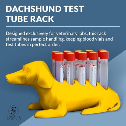 Schaller Industries Dachshund Test Tube Rack, 10 Vials, 16mm, in Yellow - color: Bright Yellow, size: 16mm Tubes