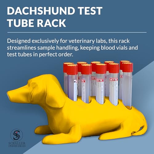 Schaller Industries Dachshund Test Tube Rack, 10 Vials, 13mm, in Yellow - color: Bright Yellow, size: 13mm Tubes